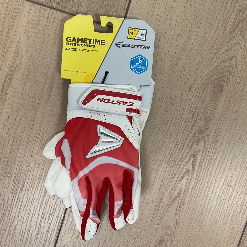 Easton Gametime Elite Womens Fastpitch Softball Batting‎ Gloves - Red/White MED